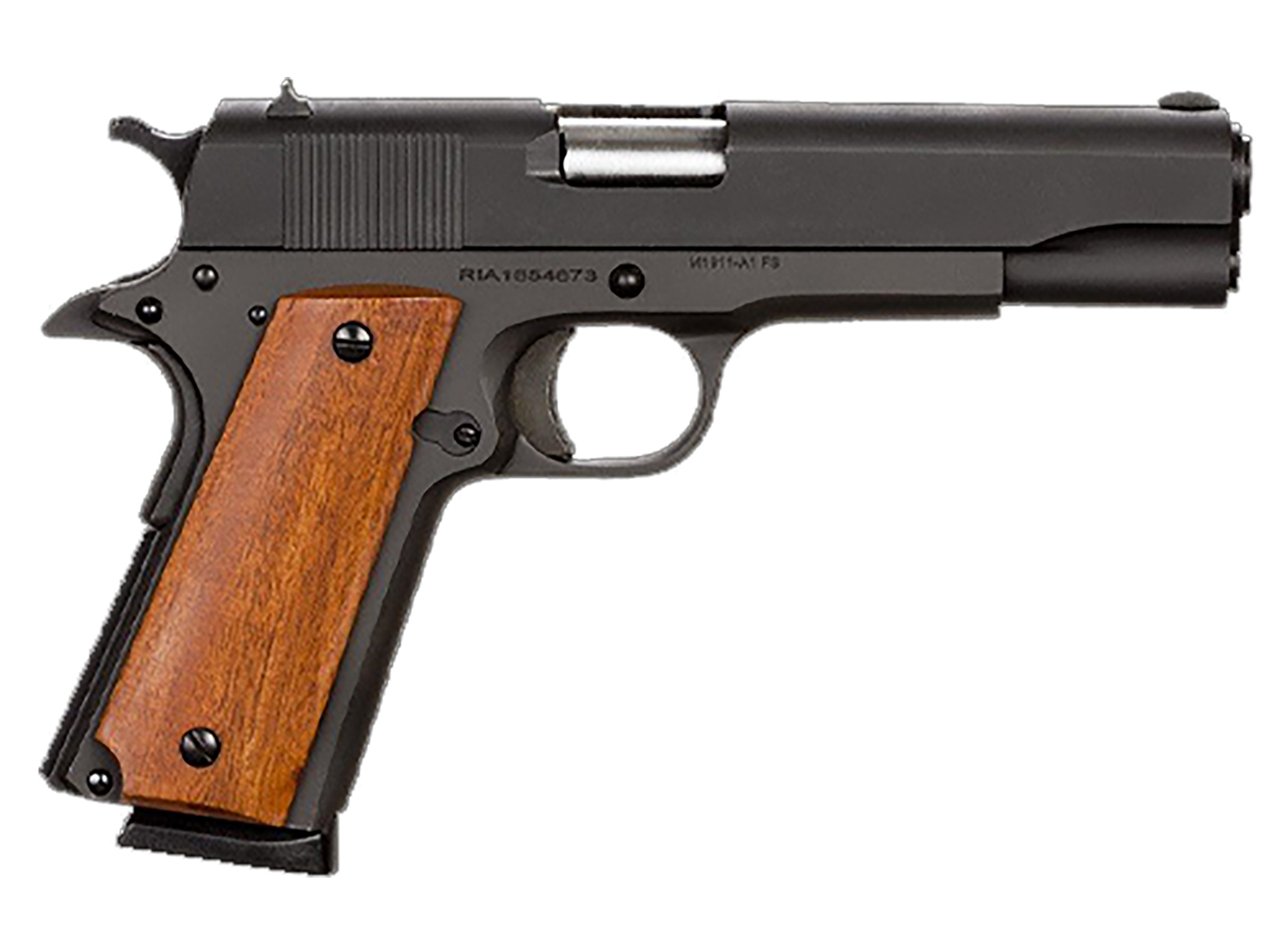 Rock Island 51421MA GI Standard FS *MA Compliant 45 ACP Caliber with 5" Barrel, 8+1 Capacity, Overall Black Parkerized Finish Steel, Beavertail Frame, Serrated Slide & Wood Grip 3 Rock Island 51421MA GI Standard FS *MA Compliant 45 ACP Caliber with 5" Barrel, 8+1 Capacity, Overall Black Parkerized Finish Steel, Beavertail Frame, Serrated Slide & Wood Grip
