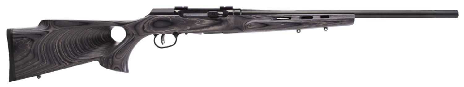 Savage Arms 47005 A17 Target Full Size 17 HMR 10+1 22" Black Heavy Fluted Barrel, High Luster Drilled & Tapped Carbon Steel Receiver, Satin Gray Thumbhole Laminate Stock, Right Hand