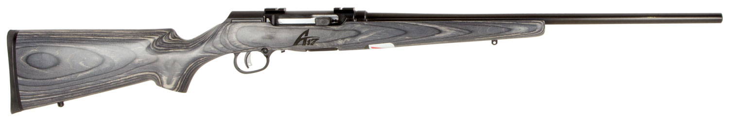 Savage Arms 47008 A17 Sporter Full Size 17 HMR 10+1 22" Satin Black Sporter Barrel, Satin Black Drilled & Tapped Carbon Steel Receiver, Gray Fixed Laminate Stock, Right Hand