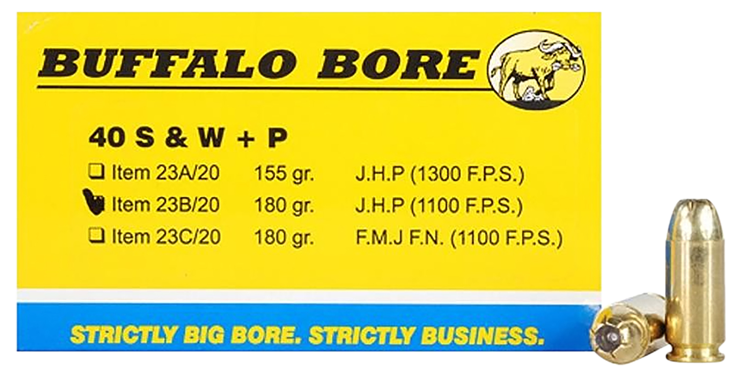 Buffalo Bore Ammunition 23B20 Heavy Strictly Business 40S&W +P 180gr Jacket Hollow Point 20 Per Box/12 Case 3 Buffalo Bore Ammunition 23B20 Heavy Strictly Business 40S&W +P 180gr Jacket Hollow Point 20 Per Box/12 Case