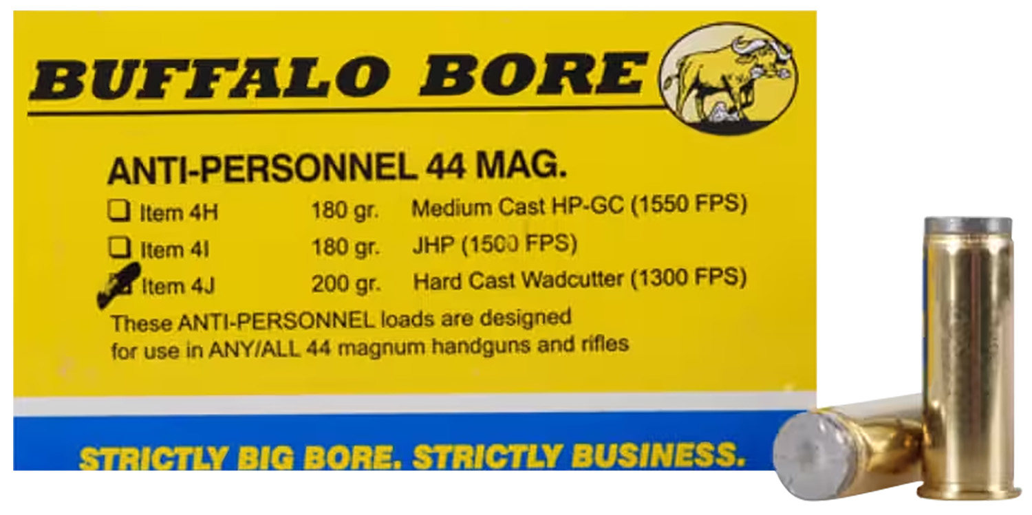 Buffalo Bore Ammunition 4J20 Anti-Personnel Strictly Business 44Rem Mag 200gr Hard Cast Wadcutter 20 Per Box/12 Case 3 Buffalo Bore Ammunition 4J20 Anti-Personnel Strictly Business 44Rem Mag 200gr Hard Cast Wadcutter 20 Per Box/12 Case