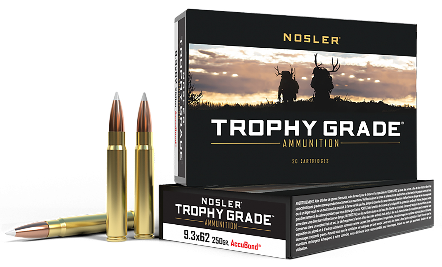 Nosler 48634 Trophy Grade  9.3mmx62Mauser 250gr Nosler AccuBond 20 Per Box/10 Case