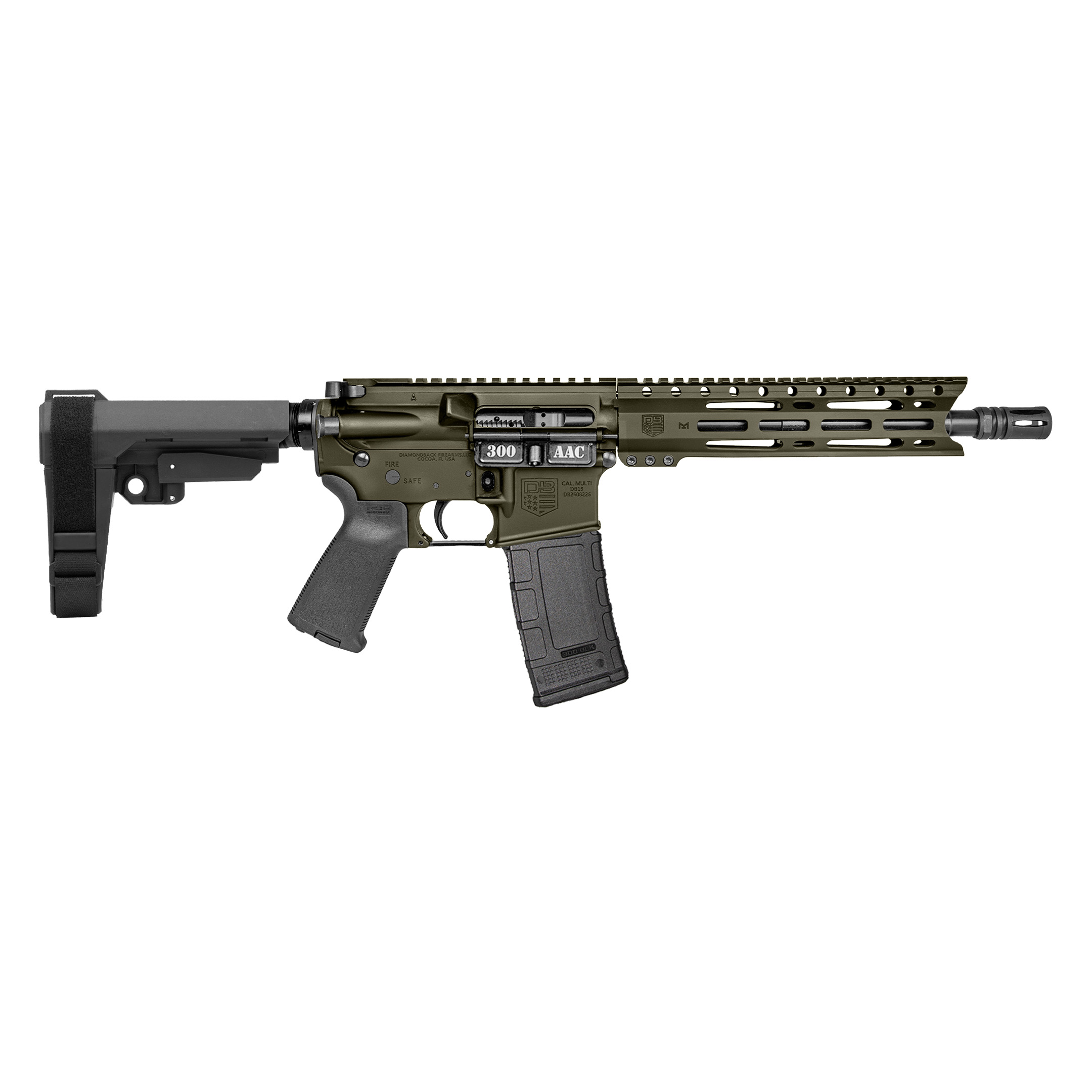 DIAMONDBACK FIREARMS DB-15 PIST 300BLK ODG 10" SBA3 3 DIAMONDBACK FIREARMS DB-15 PIST 300BLK ODG 10" SBA3