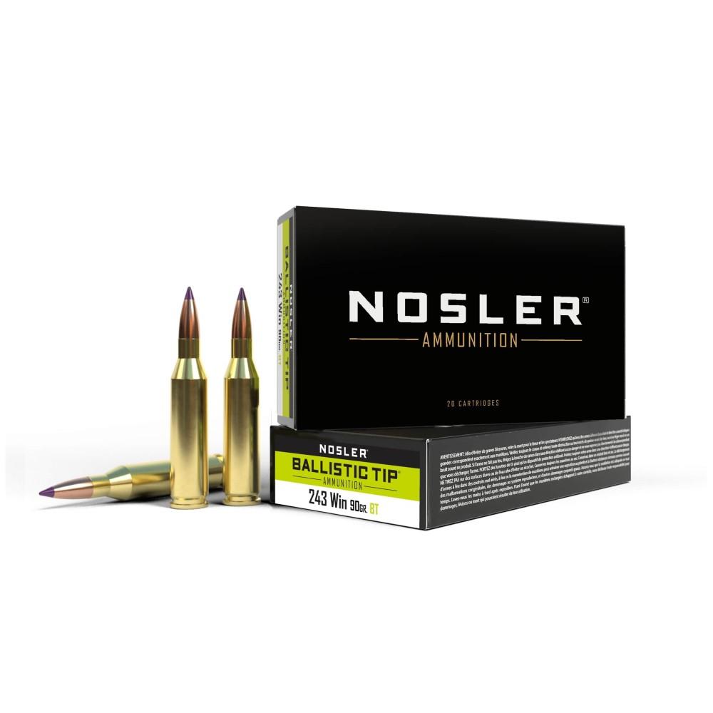 Nosler Ballistic Tip Hunting Rifle Ammunition .243 Win 90gr PT 3100 fps 20/ct 3 Nosler Ballistic Tip Hunting Rifle Ammunition .243 Win 90gr PT 3100 fps 20/ct