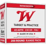 Winchester USA Handgun Ammunition .45 ACP 230 gr. FMJ 835 fps 200/ct 1 https3A2F2Fmedia.chattanoogashooting.com2Fimages2Fproduct2FWNUSA45W2FWNUSA45W 1