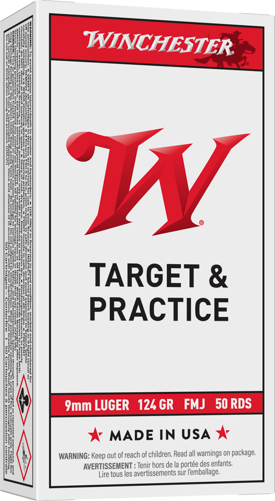 WINCHESTER USA 9MM 124GR FMJ BRASS 50RD BOX 500RD CASE