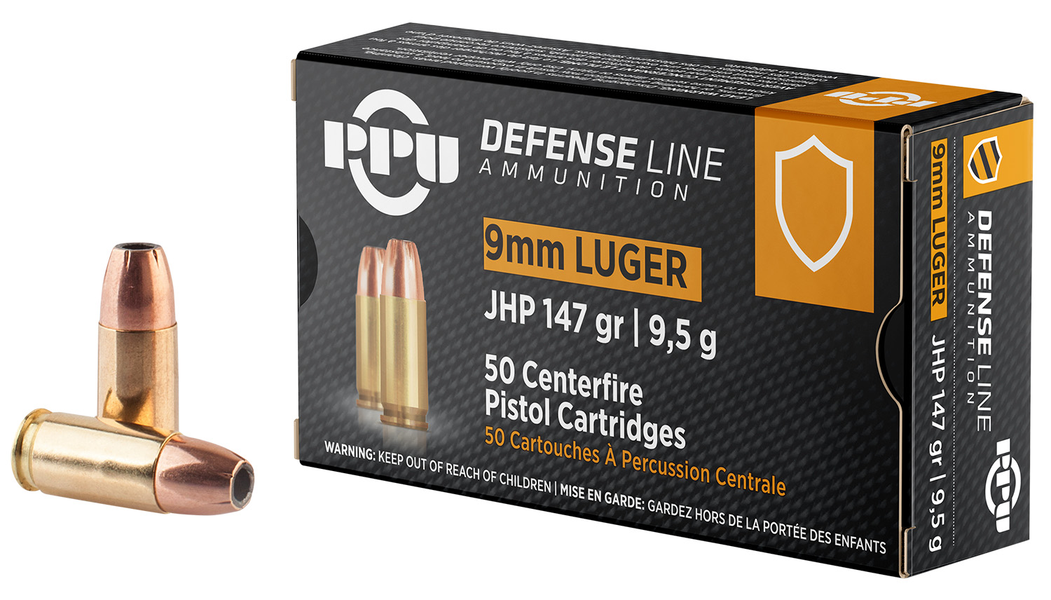 PPU PPD92 Defense  9mmLuger 147gr Jacketed Hollow Point 50 Per Box/20 Case