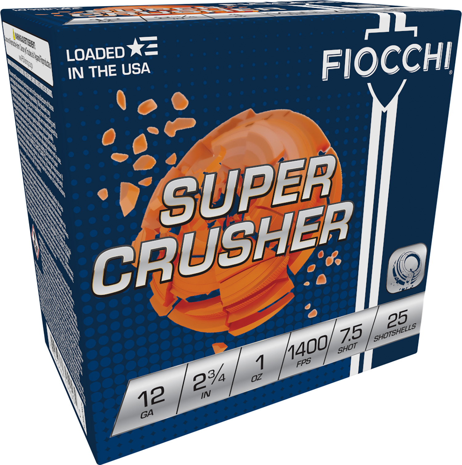 Fiocchi 12SCRS75 Exacta Target Super Crusher 12Gauge 2.75" 1oz 7.5Shot 25 Per Box/10 Case 3 Fiocchi 12SCRS75 Exacta Target Super Crusher 12Gauge 2.75" 1oz 7.5Shot 25 Per Box/10 Case