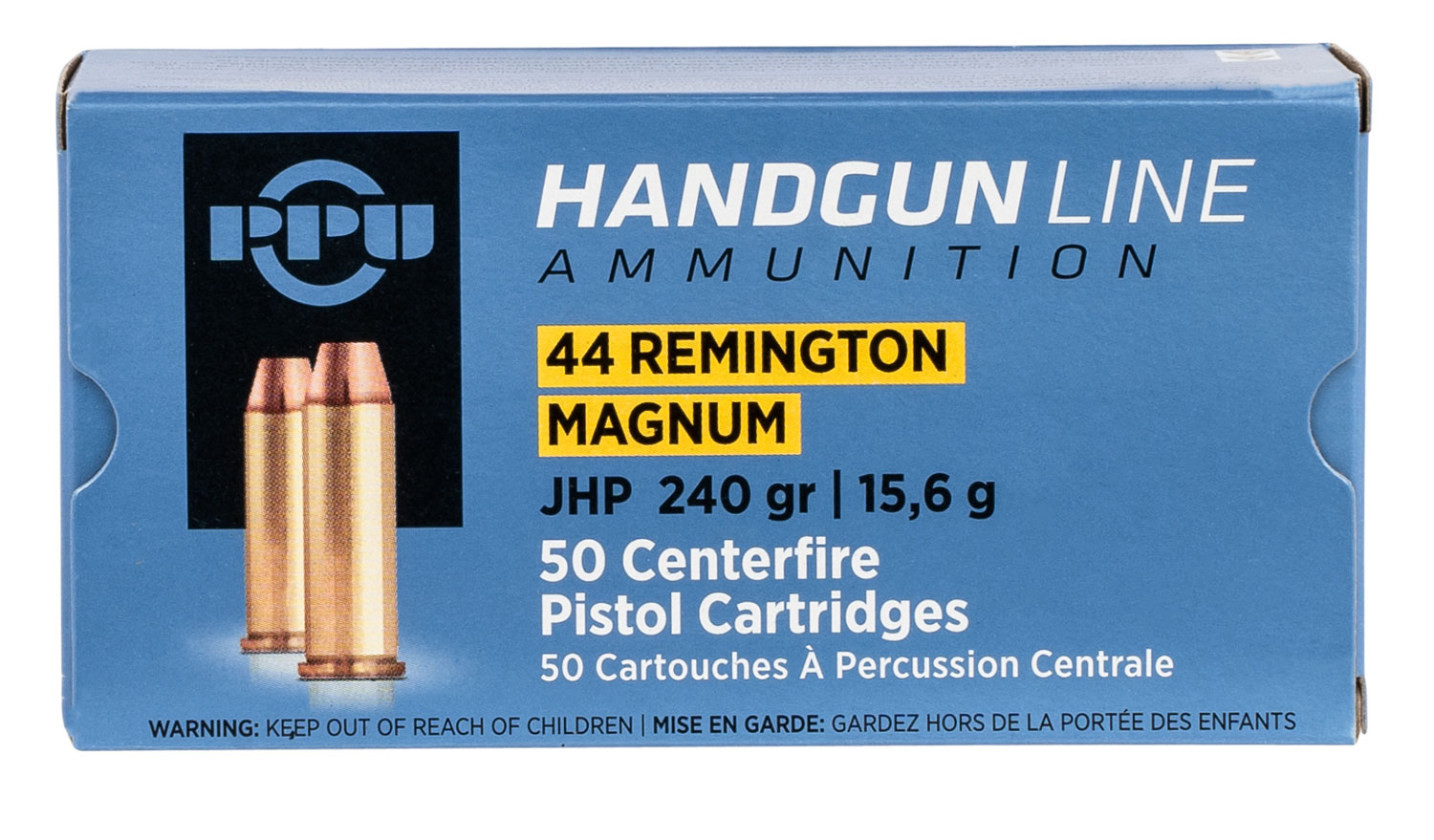 PPU PPH44MH Handgun  44RemMag 240gr Jacketed Hollow Point 50 Per Box/10 Case