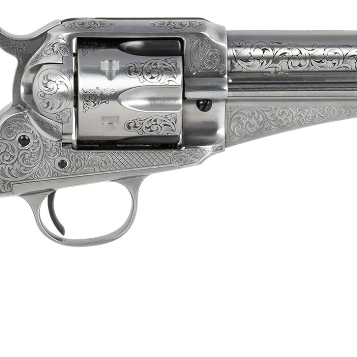 Taylors & Company 550408 1875 Army Outlaw 45 Colt (LC) Caliber with 5.50" Barrel, 6rd Capacity Cylinder, Overall White Engraved Finish Steel & Walnut Grip