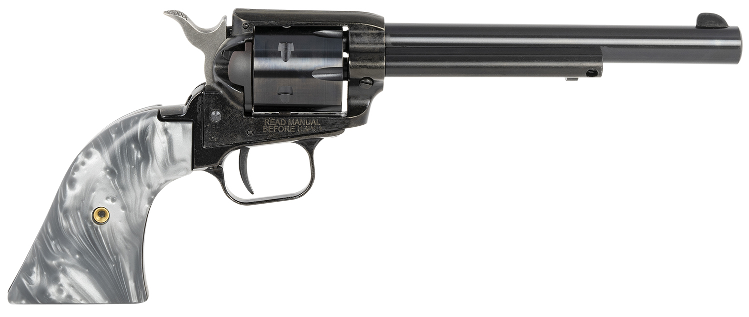 Heritage Mfg RR22B6GPRL Rough Rider  22 LR 6 Shot 6.50" Black Barrel & Cylinder Black Frame, Altamont Gray Pearl Grips