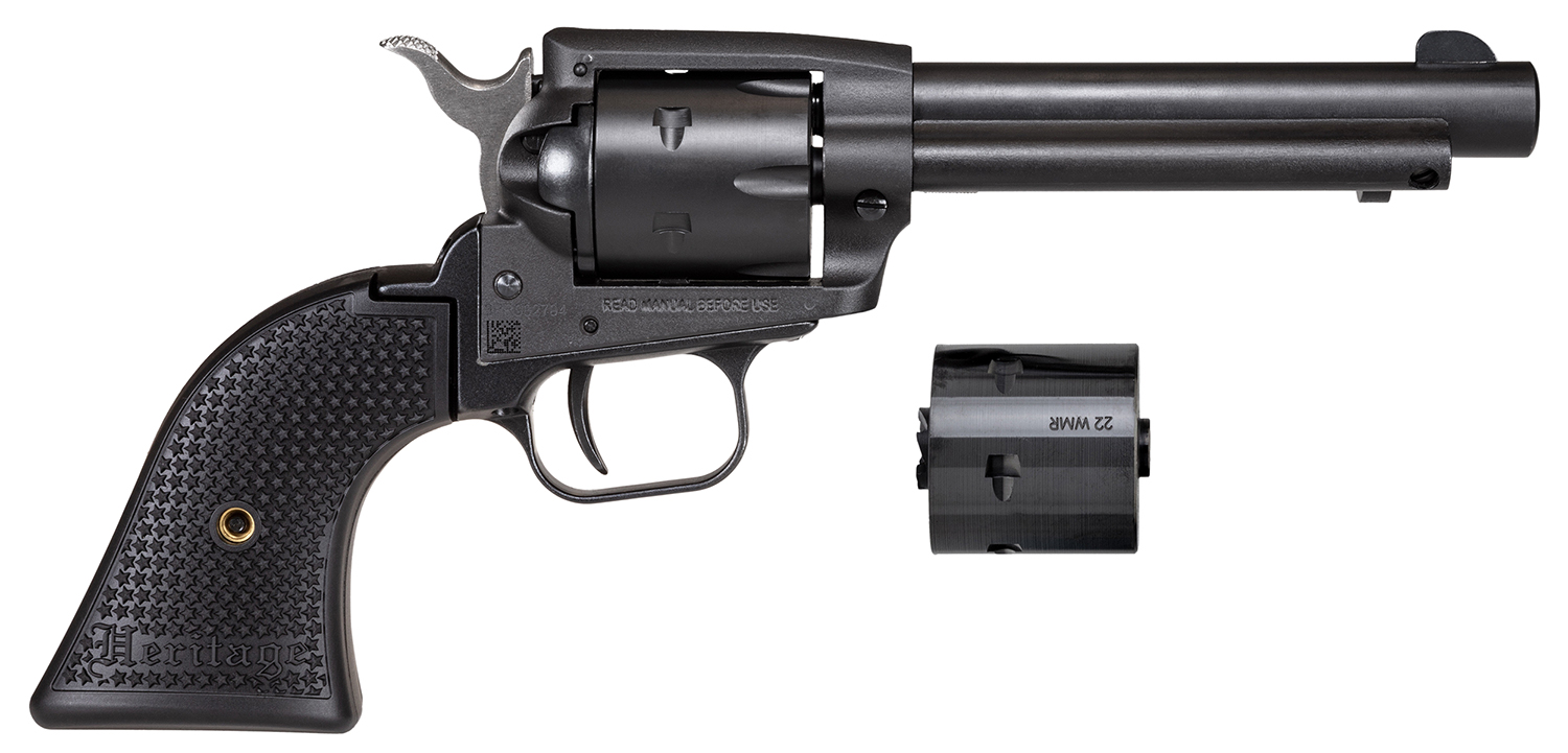 Heritage Mfg SRR22MBS4PG Rough Rider  22 LR/22 WMR 6 Shot, 4.75" Black Satin Steel Barrel, Frame & Cylinder, Black Polymer Grip, Exposed Hammer