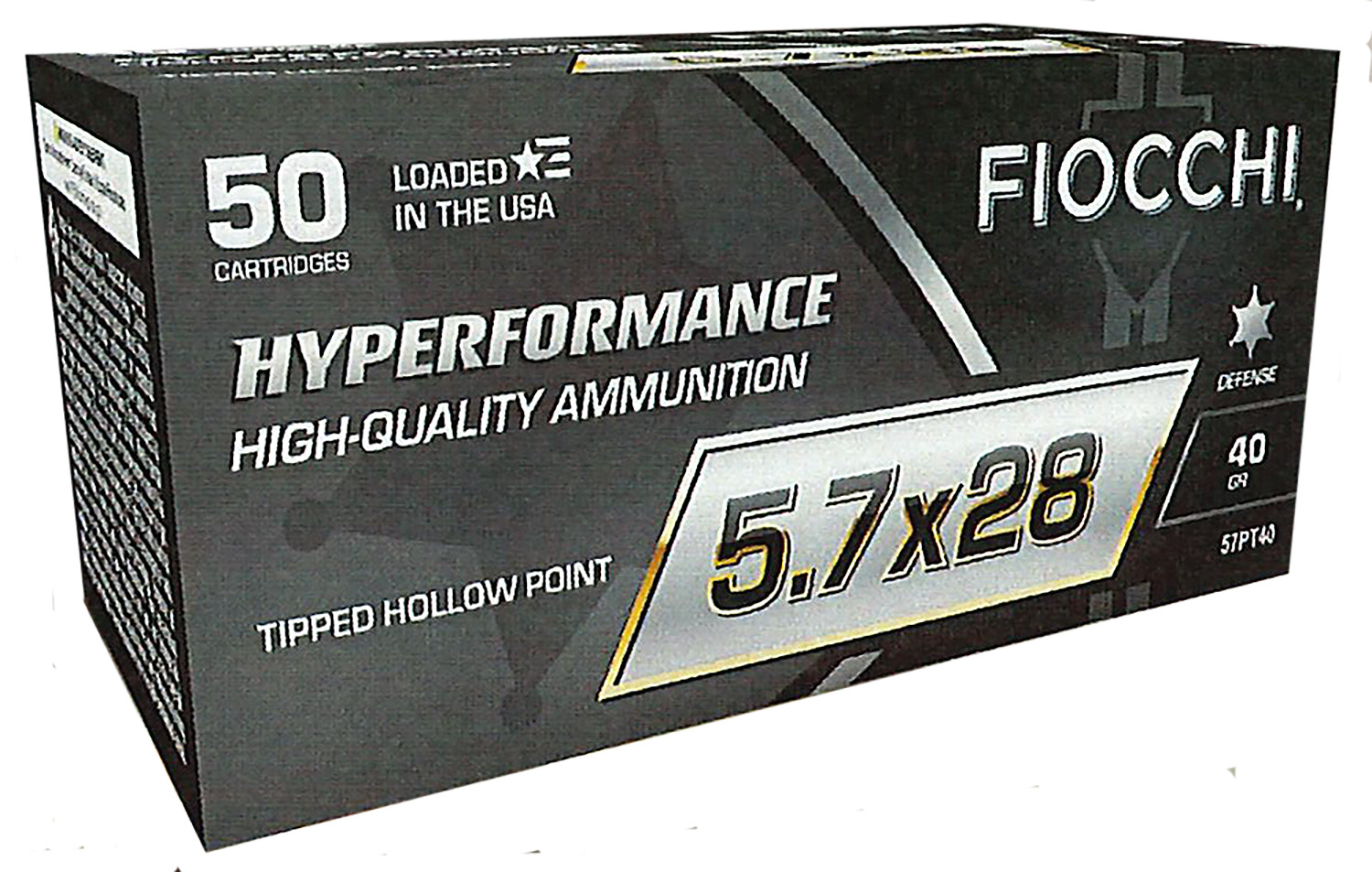 Fiocchi 57PT40 Hyperformance  5.7x28mm 40gr Tipped Hollow Point 50 Per Box/10 Case