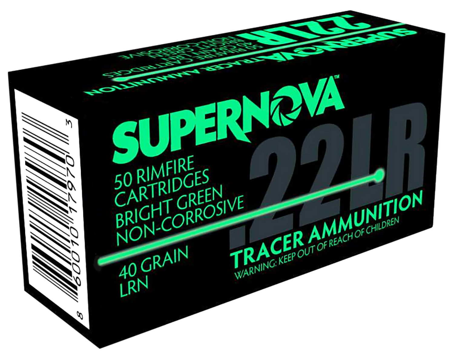 Supernova PMSN22LRG Green Tracer Non-Corrosive 22LR 40gr Lead Round Nose 50 Per Box/100 Case 3 Supernova PMSN22LRG Green Tracer Non-Corrosive 22LR 40gr Lead Round Nose 50 Per Box/100 Case