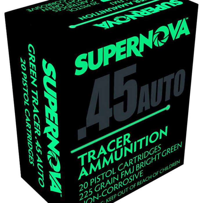 Cart 3 Supernova PMSN45ACG Green Tracer Non Corrosive 45 ACP 225 gr Full Metal Jacket 20 Per Box/ 50 Cs