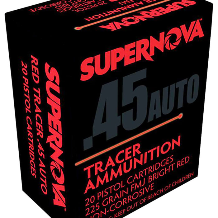 Cart 2 Supernova PMSN45ACR Red Tracer Non Corrosive 45 ACP 225 gr Full Metal Jacket 20 Per Box/ 50 Cs