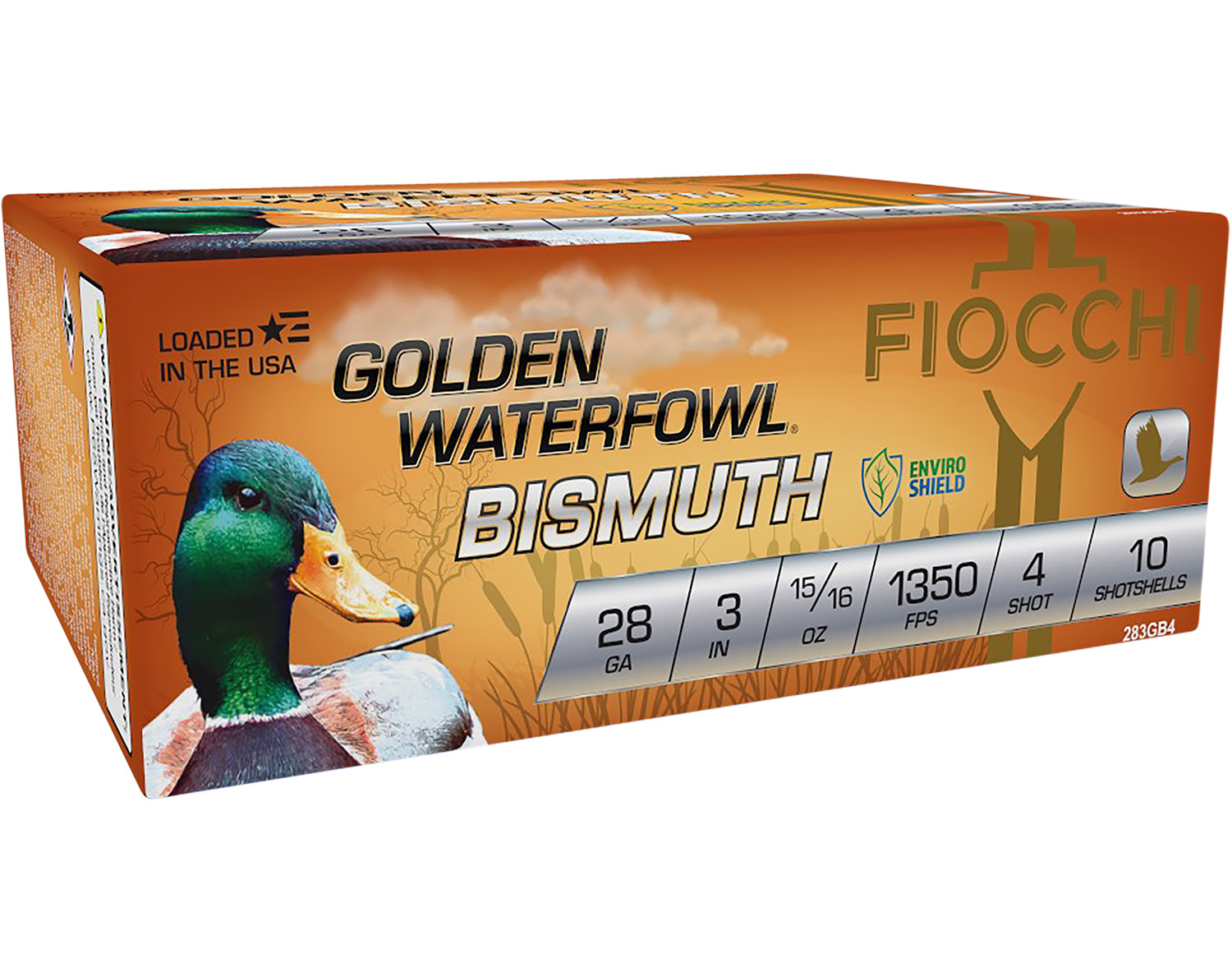 Fiocchi 283GB4 Golden Waterfowl Bismuth 28Gauge 3" 15/16oz 4Shot 10 Per Box/10 Case 3 Fiocchi 283GB4 Golden Waterfowl Bismuth 28Gauge 3" 15/16oz 4Shot 10 Per Box/10 Case