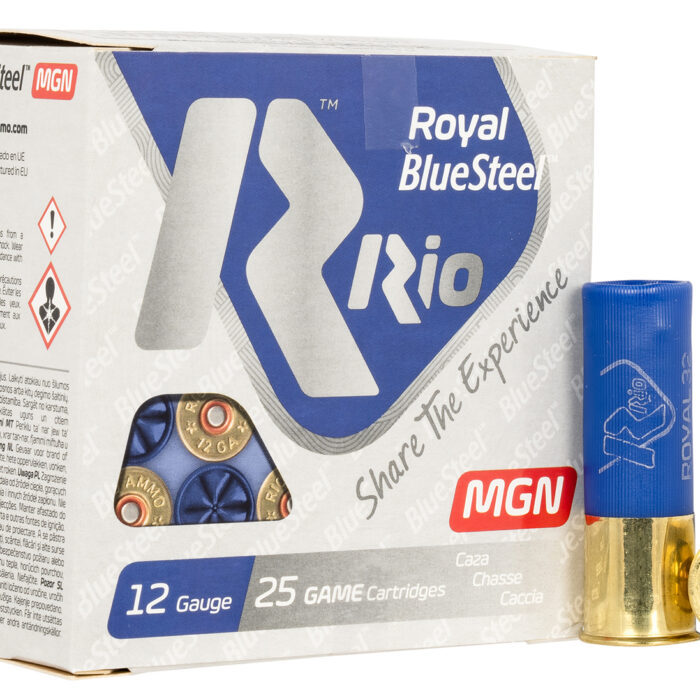 Cart 1 Rio Ammunition RBSM324 Royal BlueSteel 12Gauge 3" 1 1/8oz 4Shot 25 Per Box/10 Case