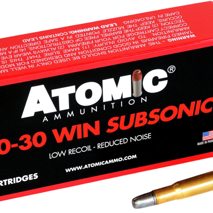 Atomic Ammunition 00410  Subsonic 30-30Win 165gr Lead Round Nose Flat Point 20 Per Box/10 Case