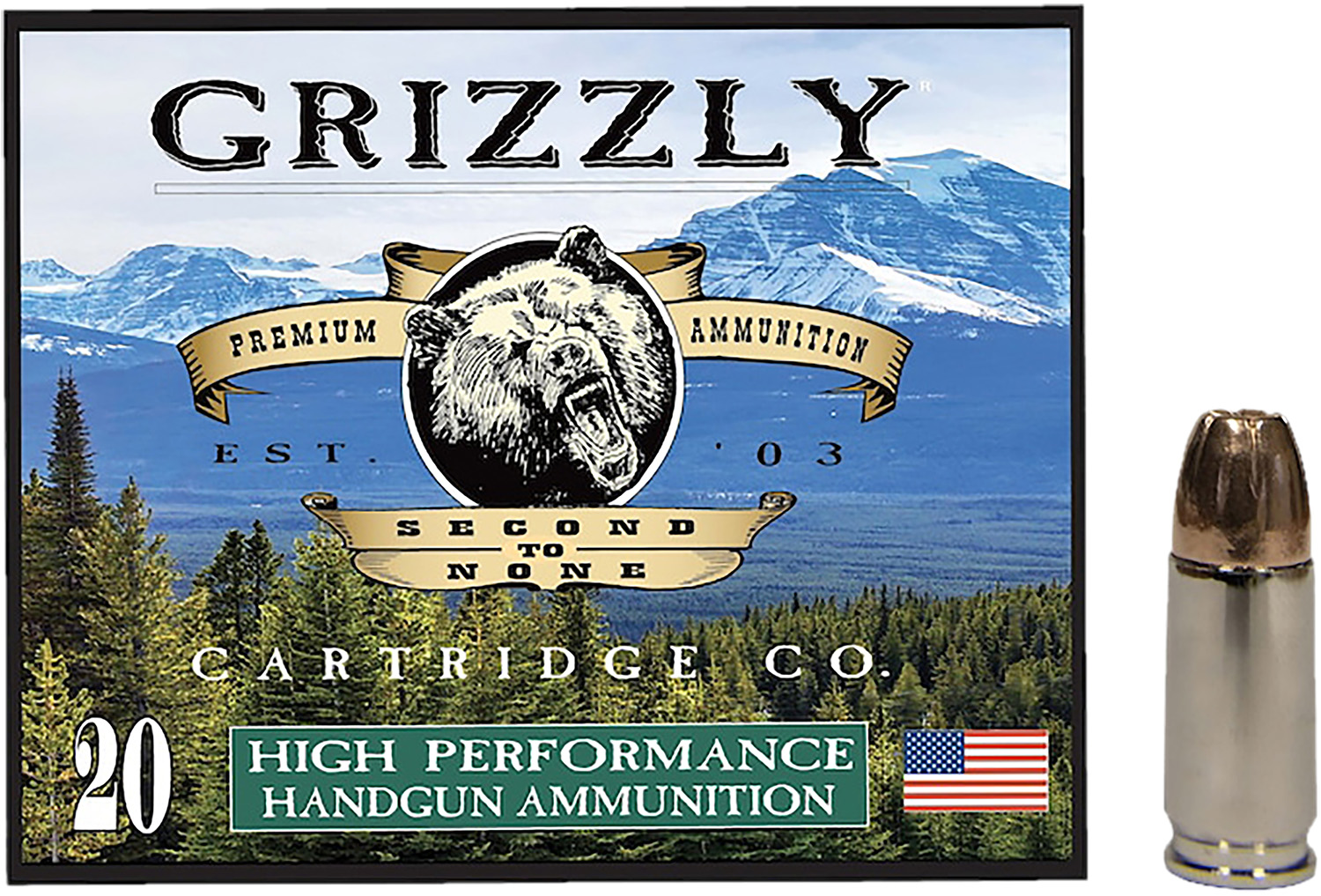 Grizzly Ammo GC9+P+CM109mm+P Luger 124gr Jacketed Hollow Point 20 Per Box/10 Case