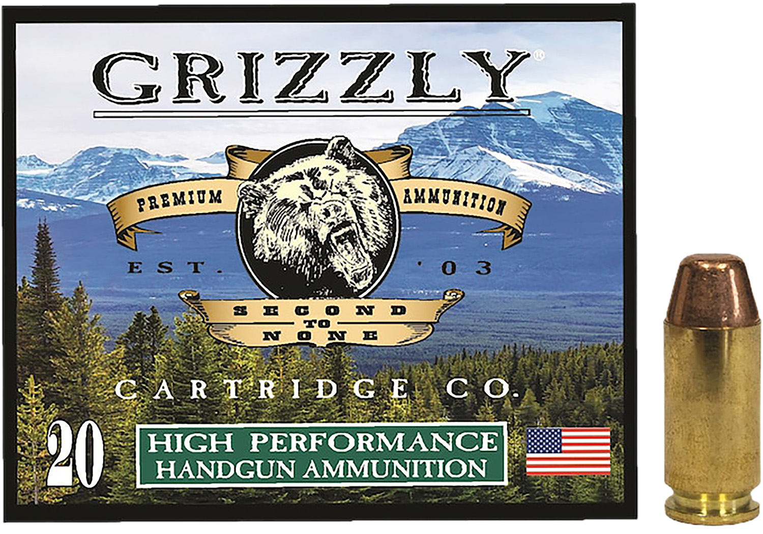 Grizzly Ammo GC40SW5   40S&W 200gr Full Metal Jacket Flat Point 20 Per Box/10 Case