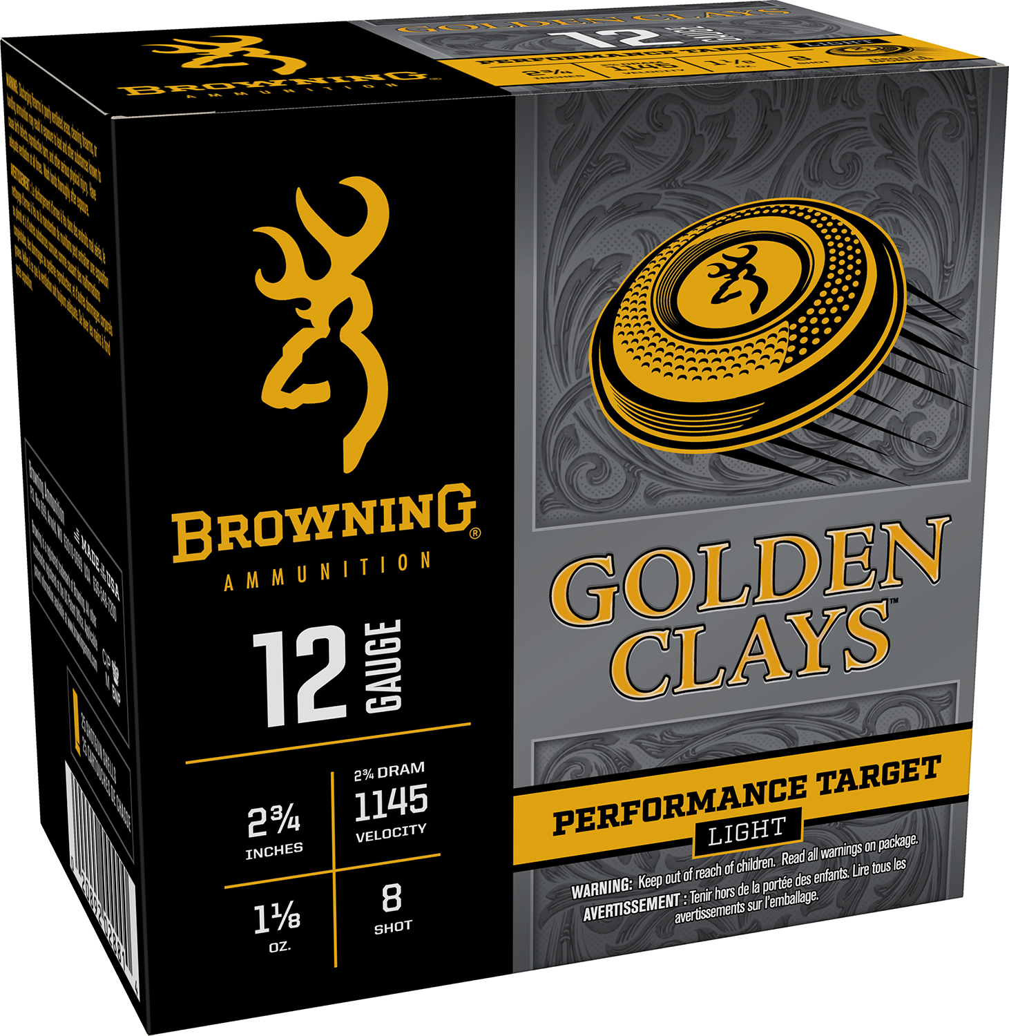 Browning Ammo BGC128 Golden Clays 12Gauge 2.75" 1 1/8oz 8Shot 25 Per Box/10 Case 3 Browning Ammo BGC128 Golden Clays 12Gauge 2.75" 1 1/8oz 8Shot 25 Per Box/10 Case