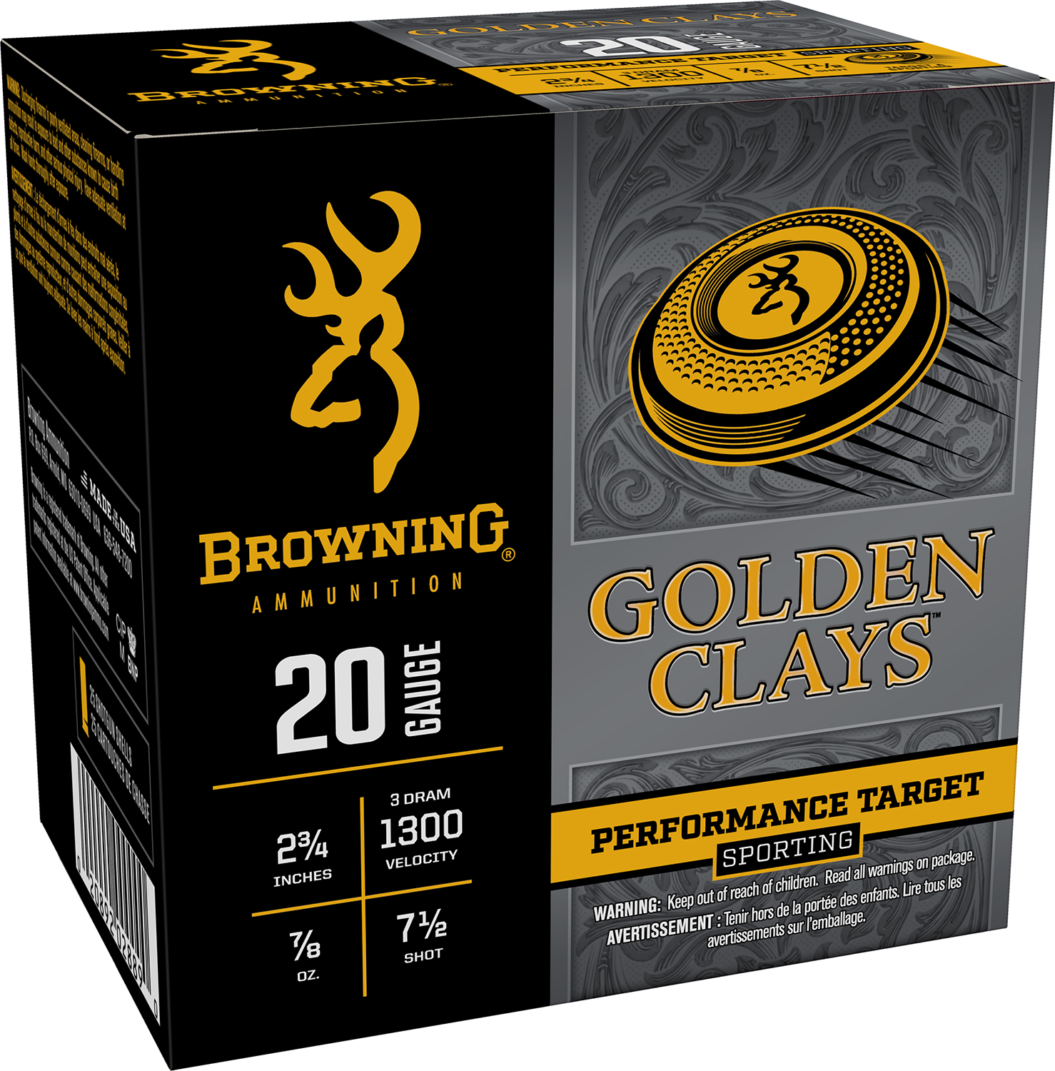 Browning Ammo BGC207 Golden Clays 20Gauge 2.75" 7/8oz 7.5Shot 25 Per Box/10 Case 3 Browning Ammo BGC207 Golden Clays 20Gauge 2.75" 7/8oz 7.5Shot 25 Per Box/10 Case
