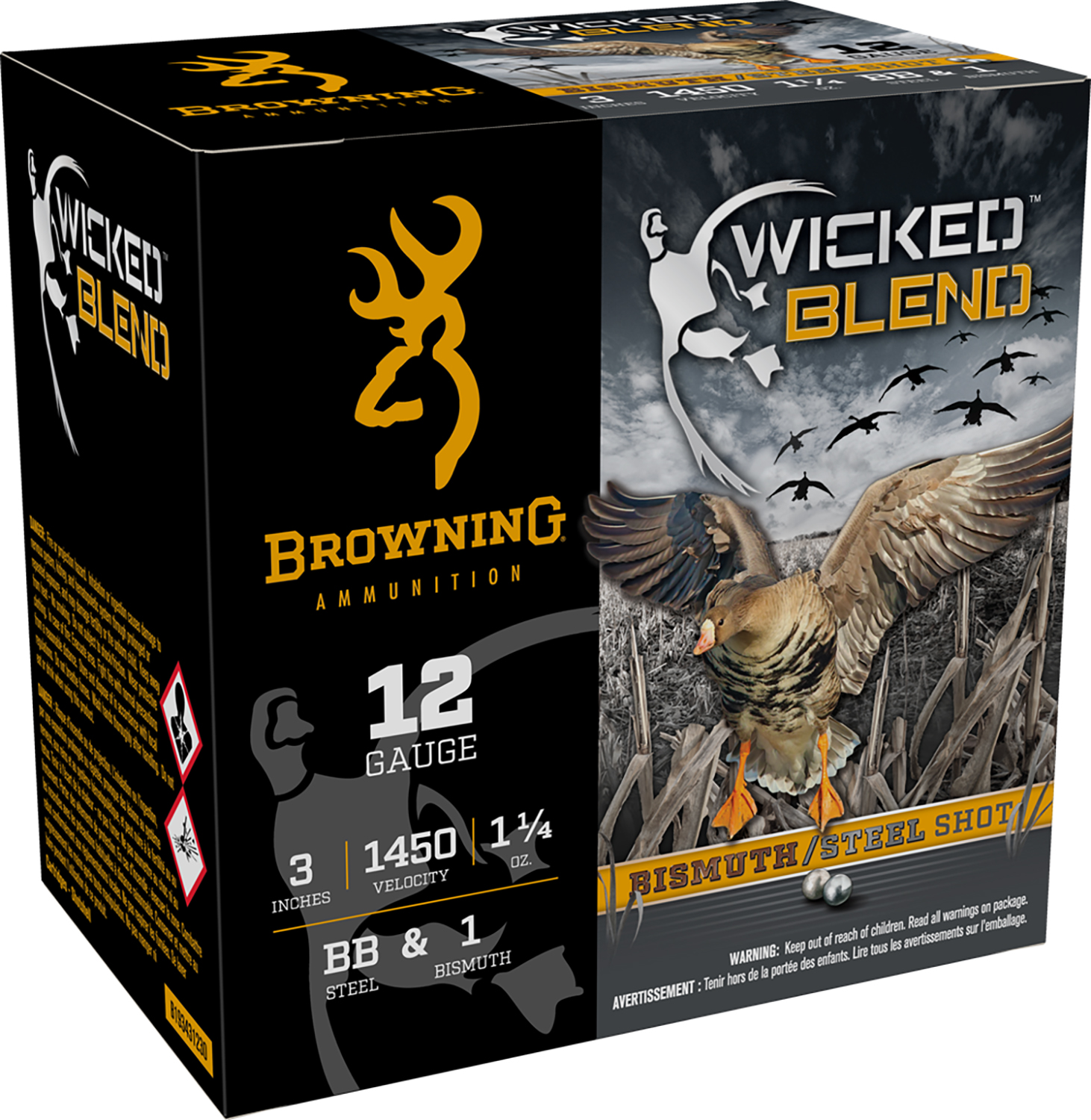Browning Ammo B193431230 Wicked Blend 12Gauge 3" 1 1/4oz BB/1BI Shot 25 Per Box/10 Case 3 Browning Ammo B193431230 Wicked Blend 12Gauge 3" 1 1/4oz BB/1BI Shot 25 Per Box/10 Case