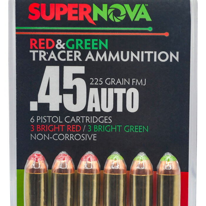Supernova PMSN45ACMP Green/Red Tracer  45ACP 225gr Full Metal Jacket 6 Per Box/60 Case