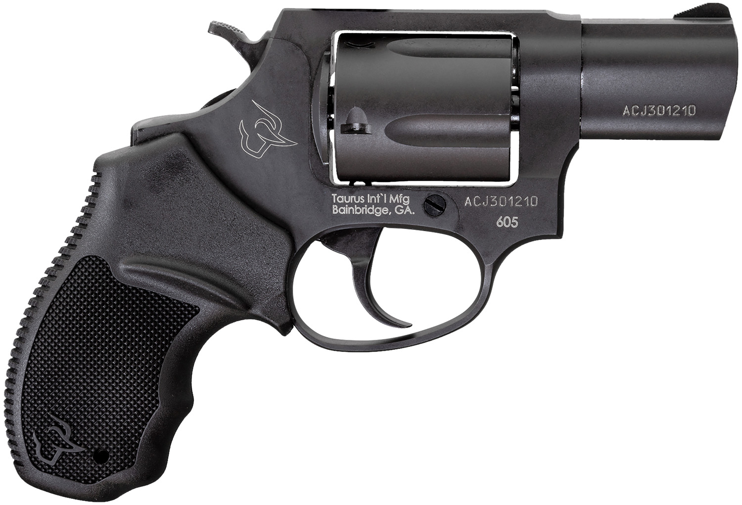 Taurus 2-605021 605 Small 357 Mag/38 Special +P 5 Shot 2" Matte Black Oxide Alloy Steel Barrel, Cylinder & Frame, Black Finger Grooved Rubber Grip, Transfer Bar, Safety Exposed Hammer