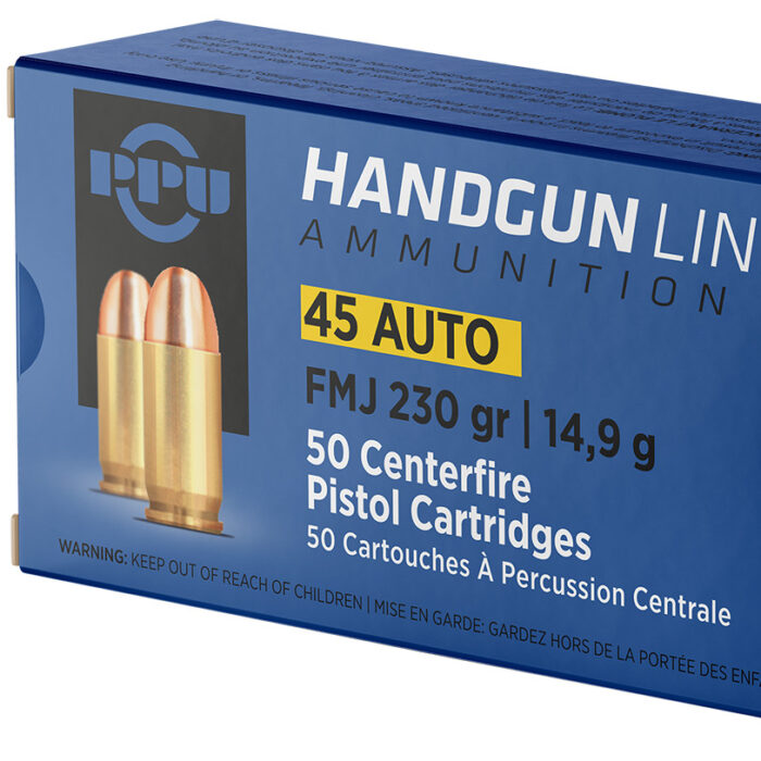 PPU PPH45F Handgun  45ACP 230gr Full Metal Jacket 50 Per Box/10 Case