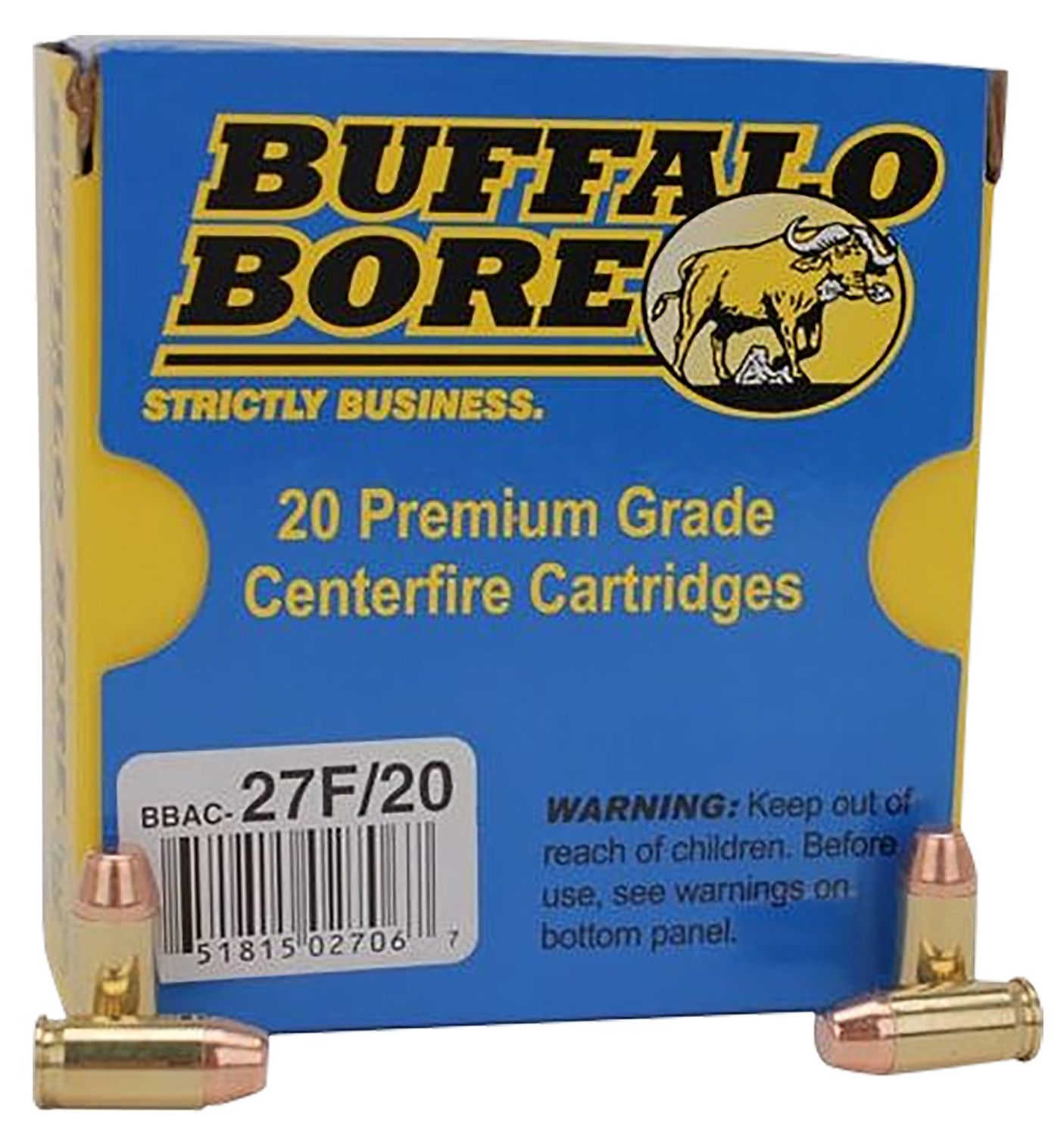 Buffalo Bore Ammunition 27F20 Standard Pressure Strictly Business 380ACP 95gr Full Metal Jacket Flat Nose 20 Per Box/12 Case