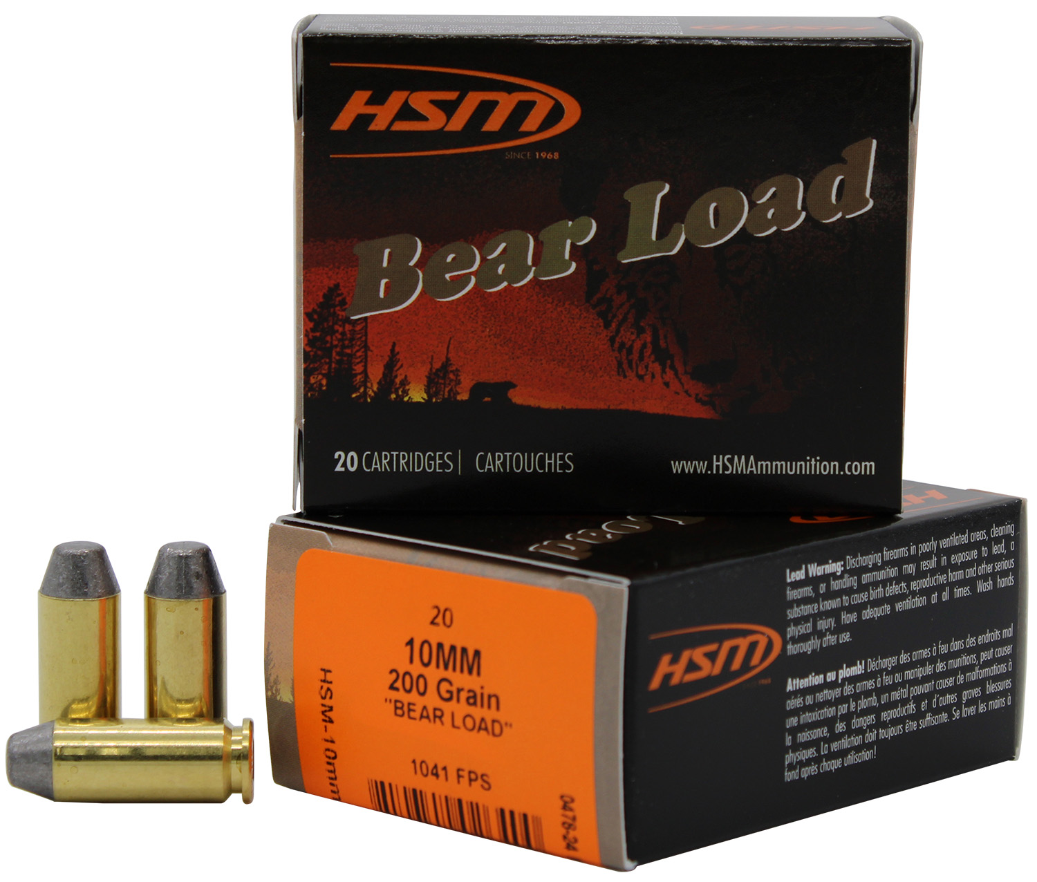 HSM 10MM9N20 Bear Load 10mm Auto 200 gr Lead Round Nose Flat Point 20 Per Box/ 20 Case 3 HSM 10MM9N20 Bear Load 10mm Auto 200 gr Lead Round Nose Flat Point 20 Per Box/ 20 Case