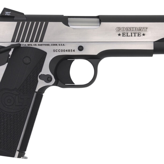 Colt Mfg O1070CE 1911 Combat Elite Government 45 ACP 5" 8+1 Overall Two-Tone Elite Finish Stainless Steel Frame & Slide with Half Checkered & Scalloped Black G10 Grip & Night Sights
