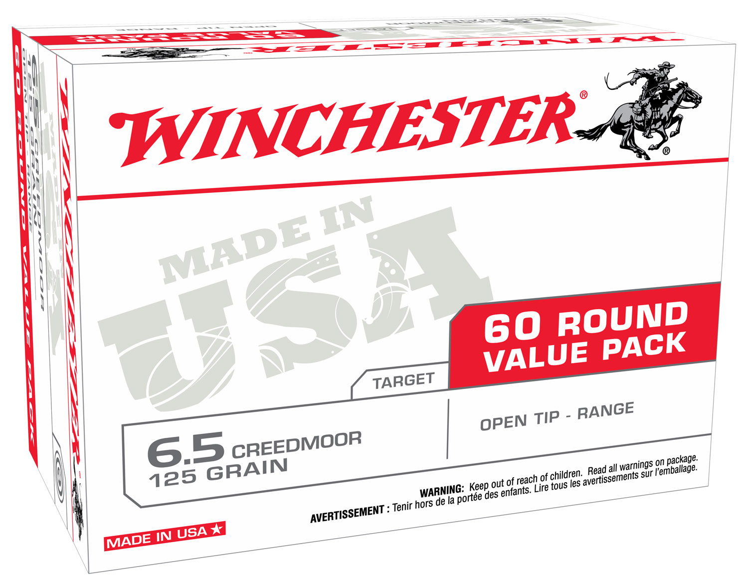 Winchester Ammo USA65CMVP USA Ready  6.5Creedmoor 125gr Open Tip 60 Per Box/4 Case *Value Pack