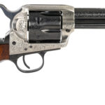 Taylors & Company 550925 1873 Cattleman 45 Colt (LC) Caliber with 4.75" Blued Floral Engraved Finish Barrel, 6rd Capacity Blued Finish Cylinder, Coin Photo Engraved Finish Steel Frame & Walnut Grip 2 134311