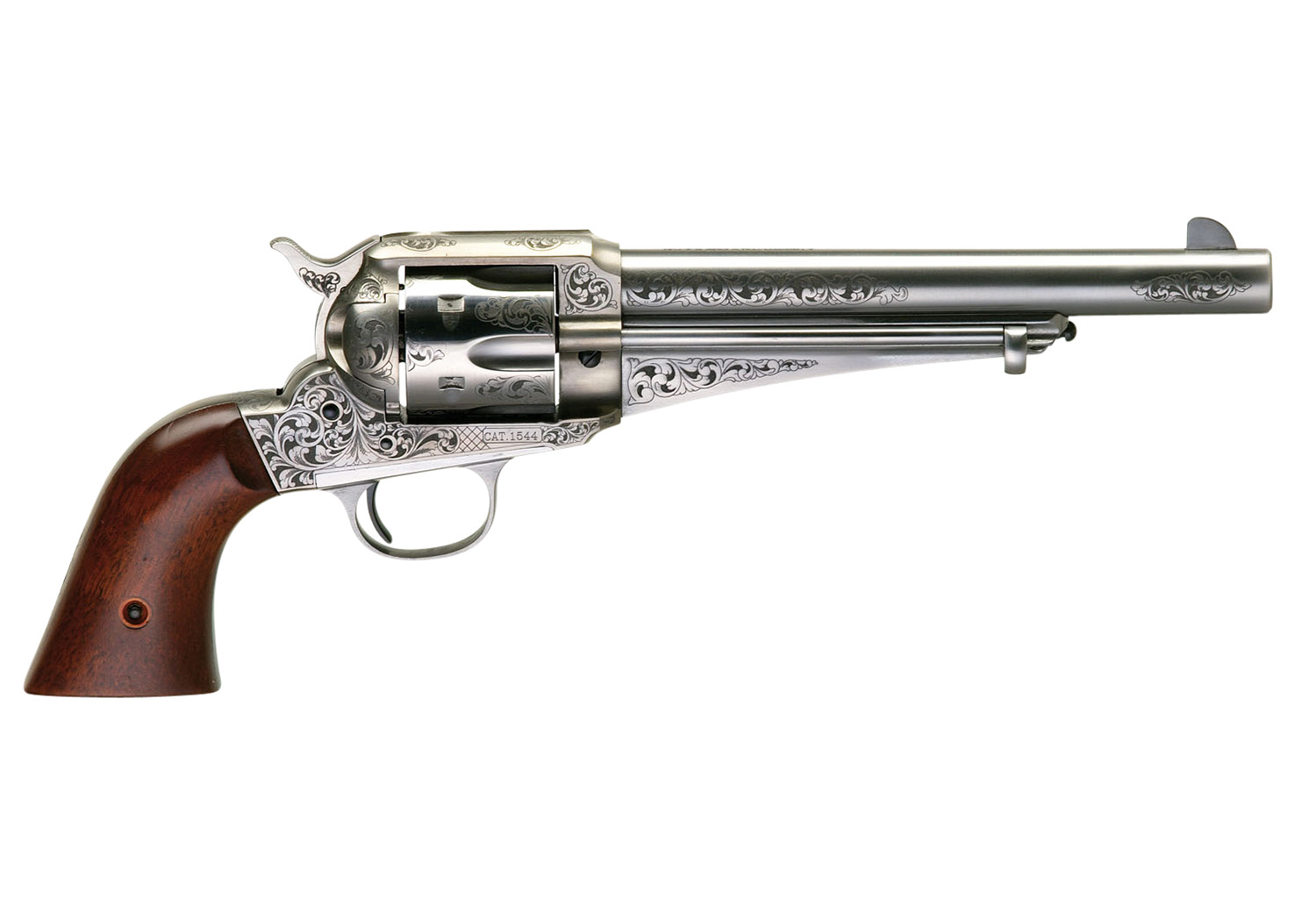 Taylors & Company 550394 1875 Army Outlaw 44-40 Win Caliber with 7.50" Barrel, 6rd Capacity Cylinder, Overall White Engraved Finish Steel & Walnut Grip 3 Taylors & Company 550394 1875 Army Outlaw 44-40 Win Caliber with 7.50" Barrel, 6rd Capacity Cylinder, Overall White Engraved Finish Steel & Walnut Grip