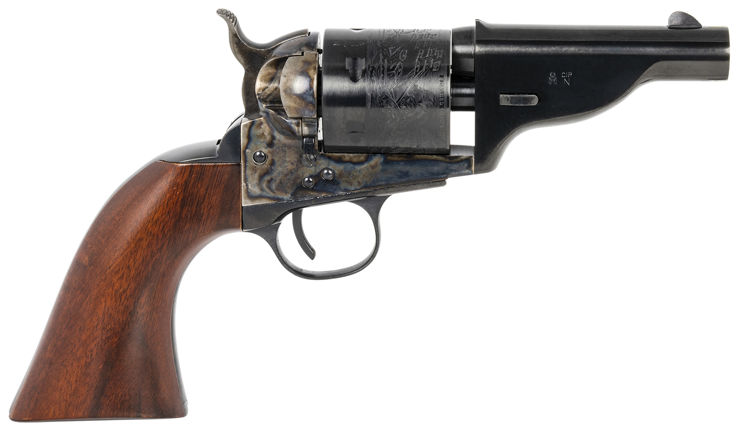 Taylors & Company 550957 The Hickok Open-Top 45 Colt (LC) Caliber with 3.50" Blued Finish Barrel, 6rd Capacity Blued Finish Cylinder, Color Case Hardened Finish Steel Frame & Walnut Army Size Grip 3 Taylors & Company 550957 The Hickok Open-Top 45 Colt (LC) Caliber with 3.50" Blued Finish Barrel, 6rd Capacity Blued Finish Cylinder, Color Case Hardened Finish Steel Frame & Walnut Army Size Grip