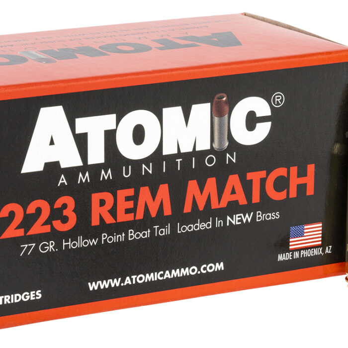Atomic Ammunition 00427 Rifle Match 223Rem 77gr Hollow Point Boat Tail 50 Per Box/10 Case