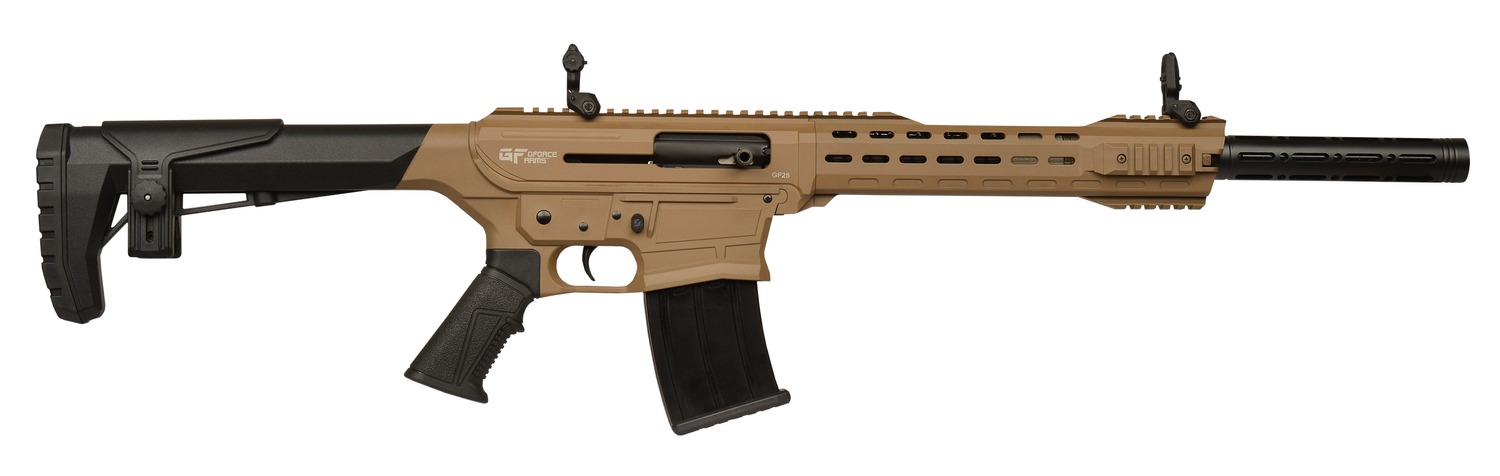 Gforce Arms GF2512FDE GF25  12 Gauge Semi-Auto 3" 5+1 20" Flat Dark Earth Cerakote Threaded Barrel Flat Dark Earth Cerakote Receiver, Black Synthetic Stock
