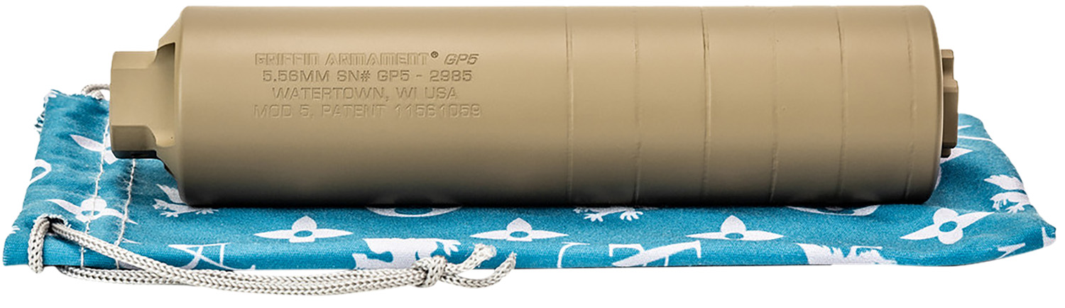 Griffin Armament GAGP5FDE-W GP5 Direct Thread Suppressor 5.56mm 1.50" FDE 17-4 PH Stainless Steel 1/2"x28 3 Griffin Armament GAGP5FDE-W GP5 Direct Thread Suppressor 5.56mm 1.50" FDE 17-4 PH Stainless Steel 1/2"x28