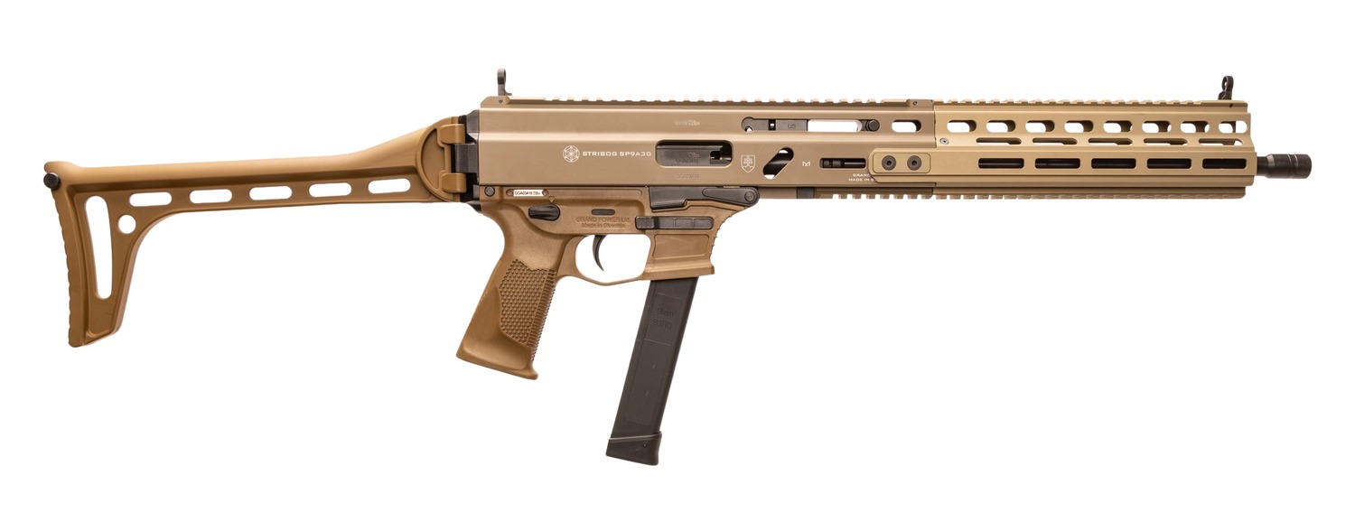 Grand Power 810091158029 Stribog SP9A3G 9mm Luger 16" Black Barrel, Flat Dark Earth Receiver, Polymer Stock & Grip