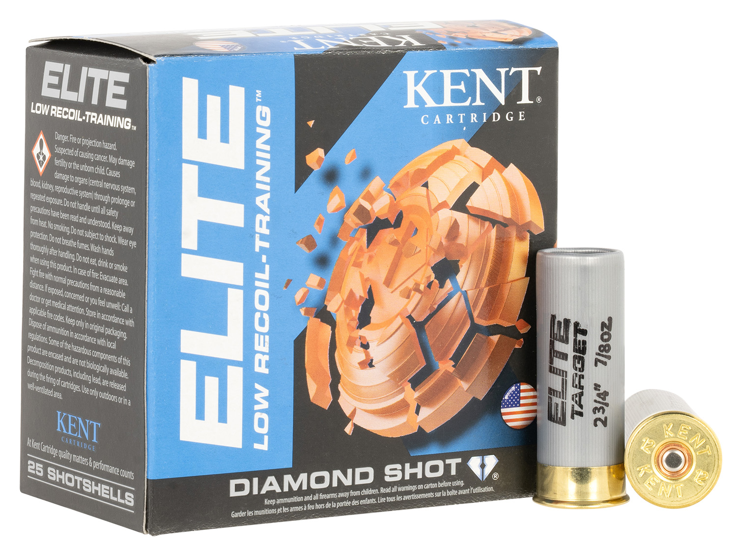 Kent Cartridge E12LB248 Elite  12Gauge 2.75" 7/8oz 8Shot 25 Per Box/10 Case