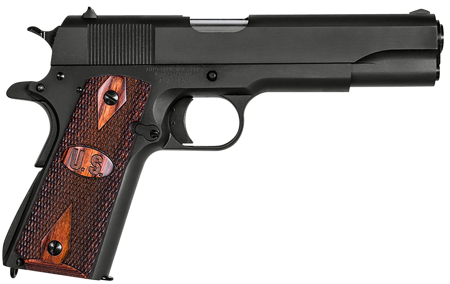 Auto-Ordnance 1911BKOW 1911 A1 GI Spec 45 ACP 7+1, 5" Stainless Steel Barrel, Matte Black Serrated Carbon Steel Slide & Frame w/Beavertail, Checkered Wood w/Integrated US Logo Grip 3 Auto-Ordnance 1911BKOW 1911 A1 GI Spec 45 ACP 7+1, 5" Stainless Steel Barrel, Matte Black Serrated Carbon Steel Slide & Frame w/Beavertail, Checkered Wood w/Integrated US Logo Grip