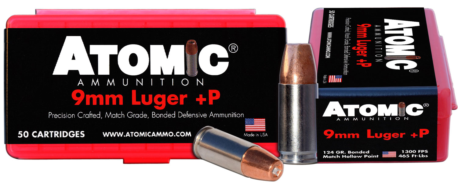 Atomic Ammunition 00409 Pistol Precision Craft 9mmLuger +P 124gr Bonded Match Hollow Point 50 Per Box/10 Case 3 Atomic Ammunition 00409 Pistol Precision Craft 9mmLuger +P 124gr Bonded Match Hollow Point 50 Per Box/10 Case