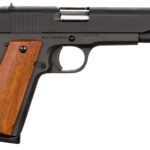 Rock Island 51421 GI Standard FS *CA Compliant 45 ACP Caliber with 5" Barrel, 8+1 Capacity, Overall Black Parkerized Finish Steel, Beavertail Frame, Serrated Slide & Wood Grip 1 35151
