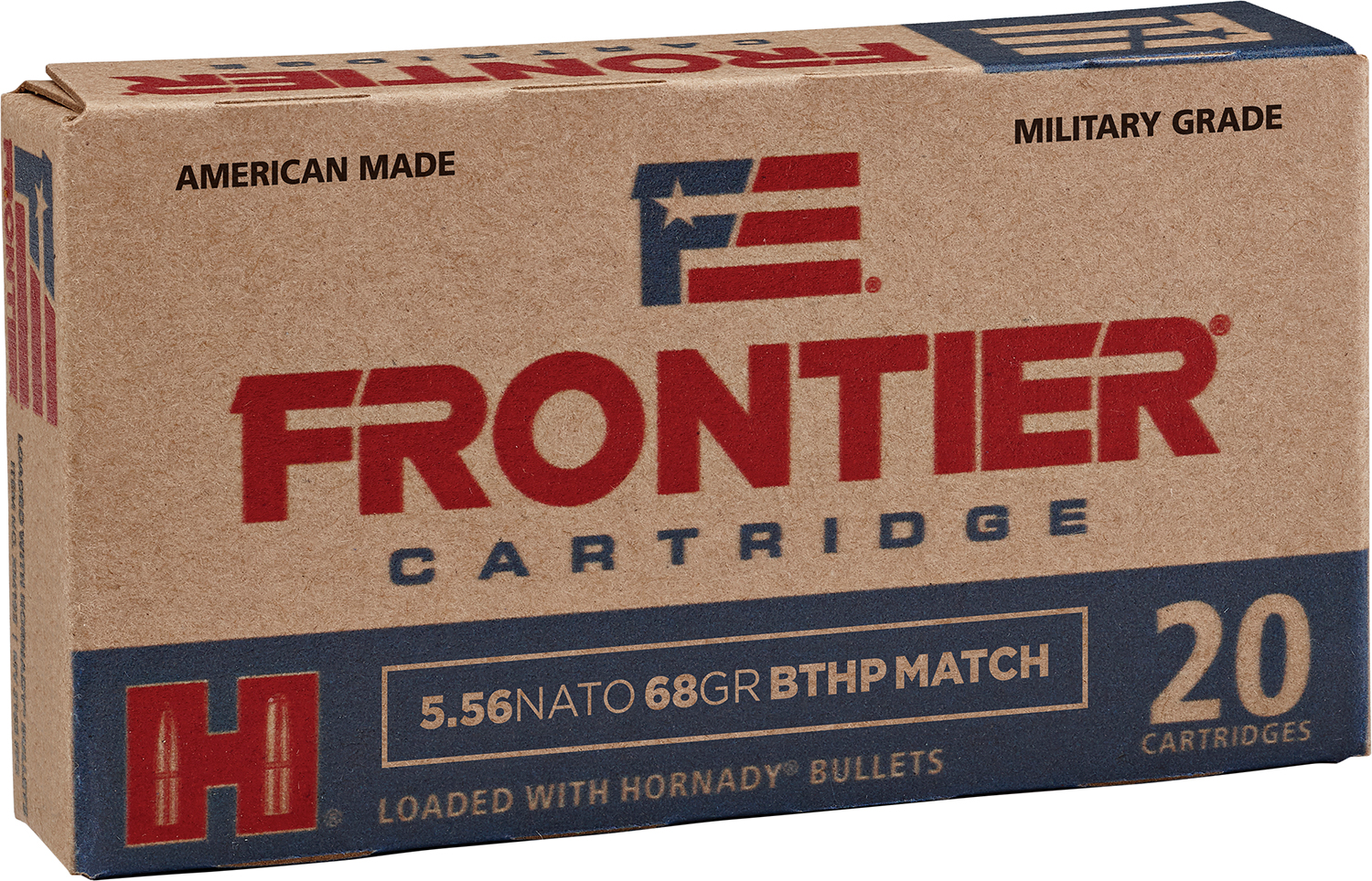 Frontier Cartridge FR310 Military Grade Centerfire Rifle 5.56x45mmNATO 68gr Hollow Point Boat Tail Match 20 Per Box/25 Case