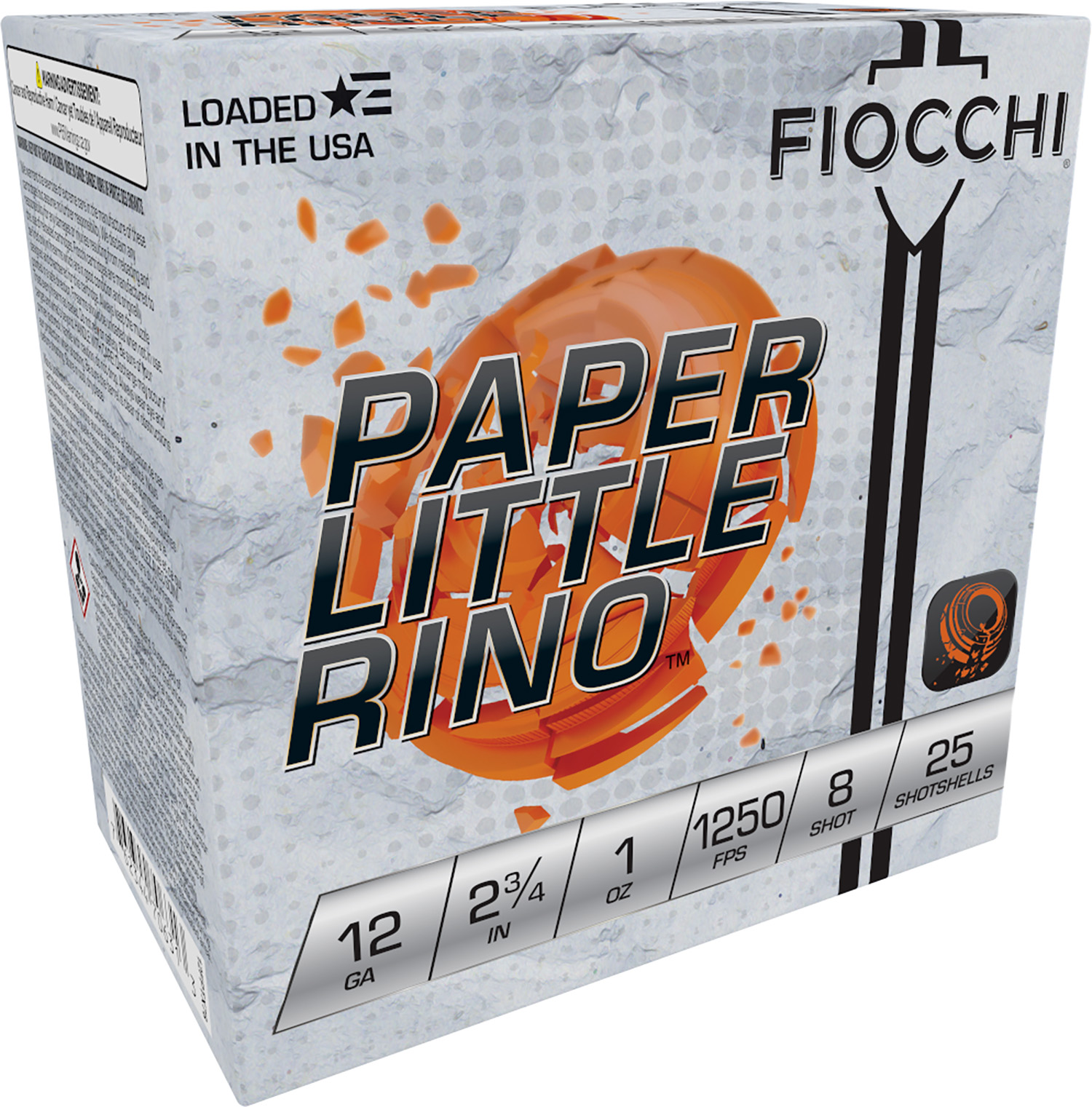 Fiocchi 12FPTX8 Paper Little Rino Extrema 12Gauge 2.75" 1oz 8Shot 25 Per Box/10 Case 3 Fiocchi 12FPTX8 Paper Little Rino Extrema 12Gauge 2.75" 1oz 8Shot 25 Per Box/10 Case