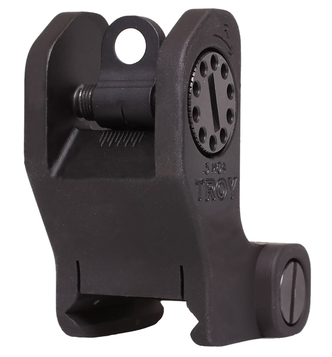 Troy Ind SSIGFRSROBT00 Rear Fixed BattleSight Round  Black Hardcoat Anodized for AR-15/AR-10