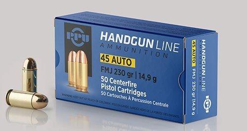 PPU Handgun Ammunition .45 ACP  230 gr FMJ  836 fps 50/ct